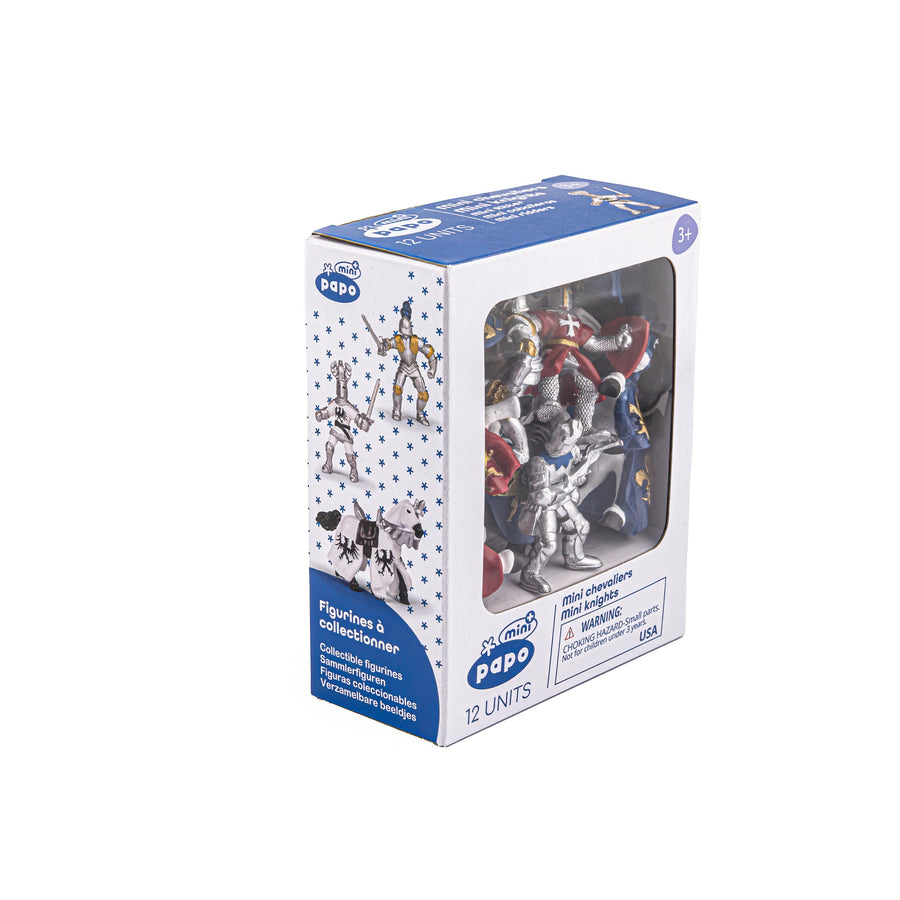 Mini PLUS Chevaliers (Tube, 12 pcs) Papo en PVC, Collection MINI PAPO, jouet éducatif idéal pour enfants