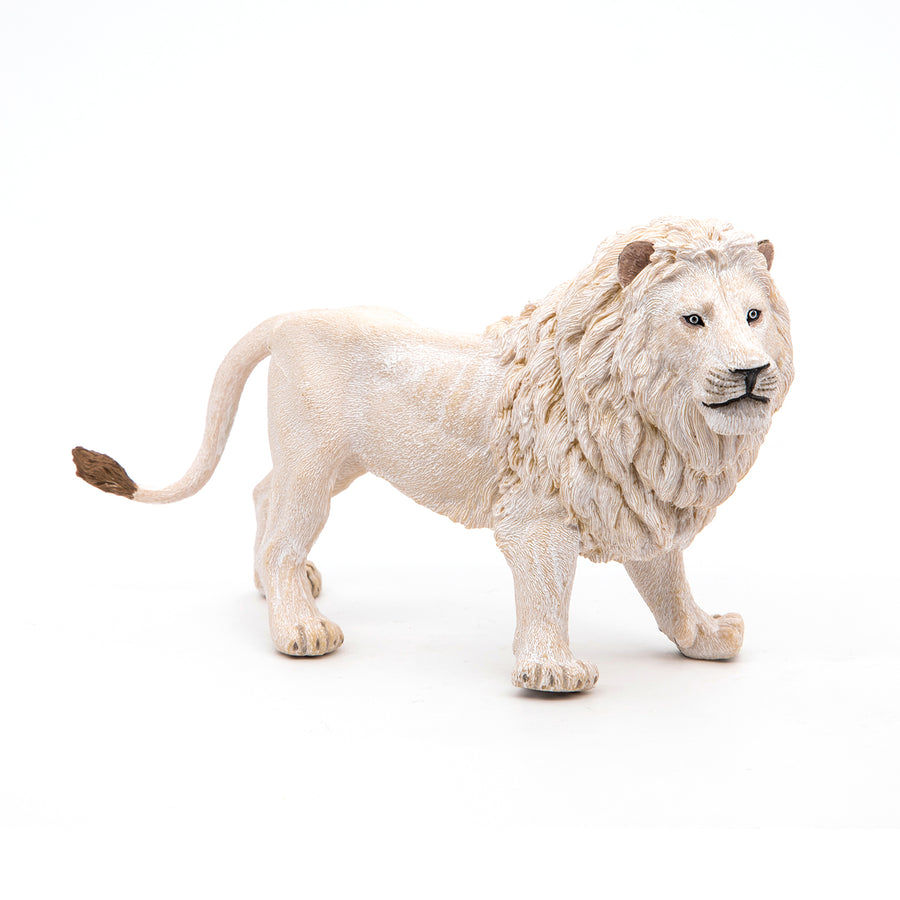 Figurine Lion blanc Papo en PVC, thème félins, Collection Animaux sauvages, jouet éducatif idéal pour enfants et collectionneurs