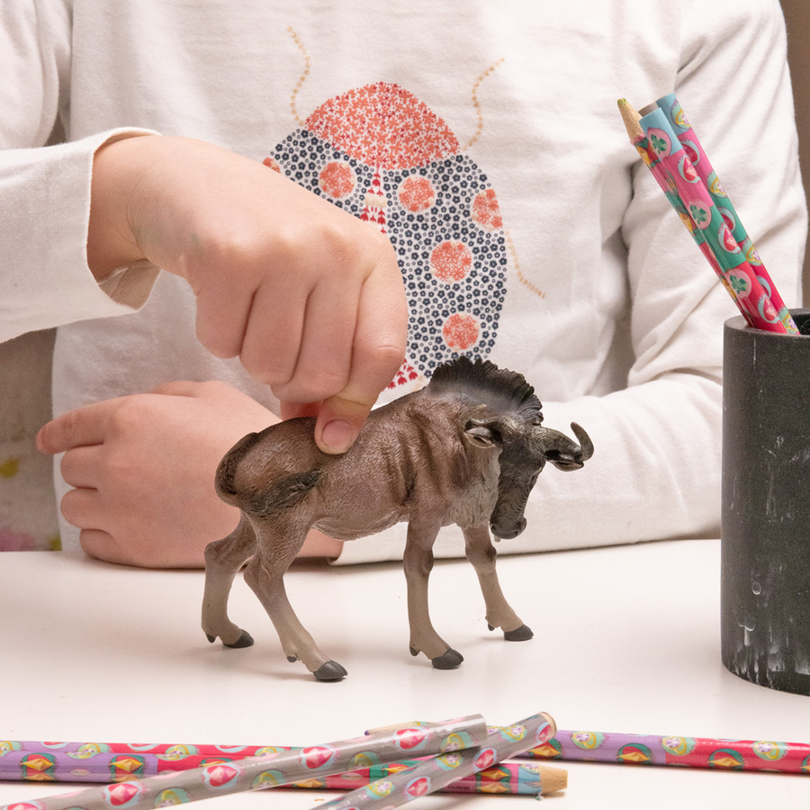 Figurine Gnou Papo en PVC, thème savane, Collection Animaux sauvages, jouet éducatif idéal pour enfants et collectionneurs
