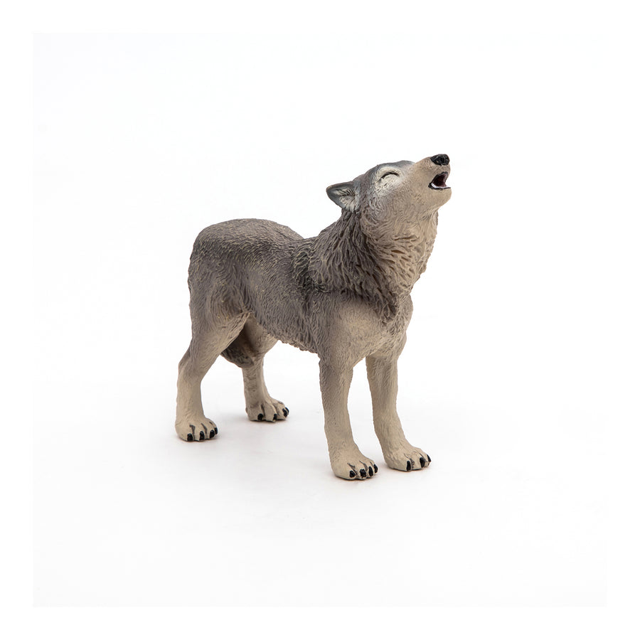 Figurine Loup hurlant Papo en PVC, thème forêt, Collection Animaux sauvages, jouet éducatif idéal pour enfants et collectionneurs