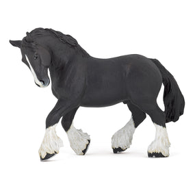 Etalon shire noir Papo en PVC, Collection chevaux, jouet éducatif idéal pour enfants et collectionneurs