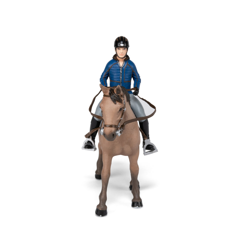 Figurine Cheval de promenade et son cavalier Papo en PVC, Collection chevaux, jouet éducatif idéal pour enfants et collectionneurs