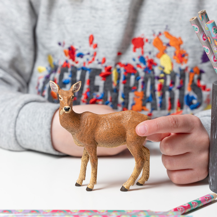 Figurine Biche Papo en PVC, thème forêt, Collection Animaux sauvages, jouet éducatif idéal pour enfants et collectionneurs